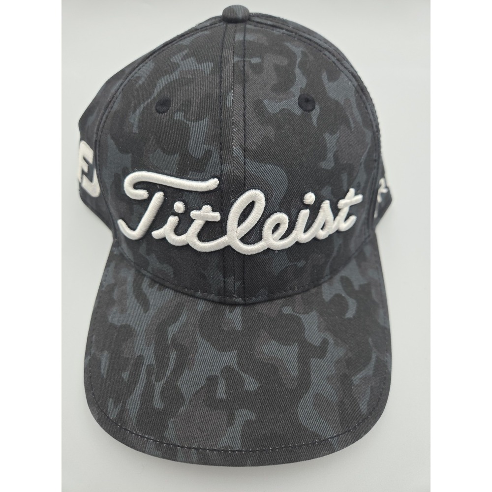 Titleist Golf Embroidered Footjoy Pro V1 Black Camo Tour Snap Back Cap Hat Men's